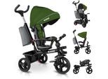 KIDIZ® Dreirad 5in1 Kinderdreirad mit Schubstange Lenksystem Stange ab 1 Jahr vorwärts und Rückwärtsfahrt Jogger , Korb Tasche Getränkehalter Sonnendach Gummiräder, Buggy Fahrrad Baby Klappbar