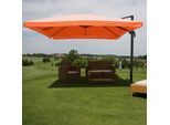Ampelschirm MCW-A96, Sonnenschirm Gastronomie 3x3m (Ø4,24m) Polyester/Alu 23kg ~ Flap, terracotta ohne Ständer, drehbar