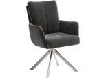 Esszimmerstuhl MCA FURNITURE "MALIA", grau (anthrazit, edelstahl gebürstet), B:61cm H:90cm T:67cm, Polyester, Stühle, Esszimmerstuhl, (Set, 2 Stck), 360 drehbar, Taschenfederkern, Sitzhöhe ca. 49 cm