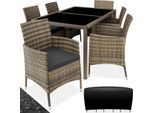 tectake® Rattan Sitzgruppe, für 6 Personen, UV-beständig, inklusive Schutzhülle