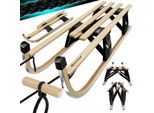 KESSER® Holzschlitten Premium Schlitten faltbar Kinder Faltschlitten Kinderschlitten aus Buchenholz inkl. Zugseil Schieber Metallkufen