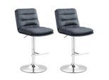 CLP 2er Set Barhocker Damar mit Samtbezug I Barstuhl höhenverstellbar und drehbar I gepolsterter Tresenhocker mit Fußstütze und Rückenlehne