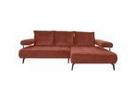 Welnova Ecksofa , Terracotta , Textil , Uni , Ottomane rechts, L-Form , 266x180 cm , Made in Eu , Stoffauswahl, seitenverkehrt erhältlich, Hocker erhältlich, Rücken echt , Wohnzimmer, Sofas & Couches, Wohnlandschaften, Ecksofas