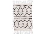 TOM TAILOR HOME Badematte »Ethno Bath«, fussbodenheizungsgeeignet, Badteppich, Berber Look, mit Fransen, ZickZack Muster, reine Baumwolle