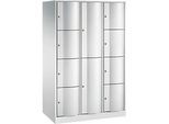 C+P Kombi-Schliessfachschrank Resisto, 3 Abteile, 10 Fächer, B 1148 x T 640 x H 1950 mm, Lichtgrau
