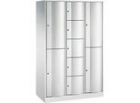 C+P Kombi-Schliessfachschrank Resisto, 3 Abteile, 9 Fächer, B 1148 x T 540 x H 1950 mm, Lichtgrau