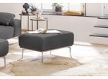 Polsterhocker W.SCHILLIG "run", grau (grau w82), B:75cm H:46cm T:60cm, Flachgewebe W82 Q2 (74% Polyacryl, 26% Polyester), Hocker, Polsterhocker, mit elegantem Holzsockel, Füße in Chrom glänzend, Breite 75 cm