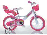 Dino Kinderfahrrad "Unicorn Einhorn" 1 Gang mit Stützrädern, Korb und Puppensitz
