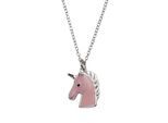 Kette mit Anhänger VIVANCE "925/- Silber Einhorn", pink, Halsketten, Damen, 42+5cm, Silber 925 (Sterlingsilber), L: 47 B: 11mm, glänzend, Silberkette Ketten mit Anhänger, B:11mm