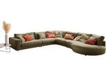 Ecksofa 3C CANDY "Enisa II, bequem und komfortabel, Mega Familiensofa, L-Form", grün (oliv), B:225cm H:86cm T:395cm, 100% Polyester, Sofas, Ecksofa, incl. 3 Flatterkissen, wahlweise mit Flecken-Schutz-Bezug Easy care