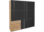 Schwebetürenschrank WIMEX "Level by fresh to go", grau (plankeneichefarben, grauglas), B:200cm H:236cm T:65cm, Schränke, Schwebetürenschrank, mit Glastüren