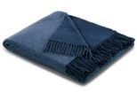 Plaid BIEDERLACK "teal-green", blau (jeans, marine), B:150cm L:200cm, Kaschmir, Wolle, Wohndecken, im Doubleface-Look