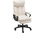 Mid.you Chefsessel , Beige , Holz, Metall, Kunststoff, Textil , Pappel , Sperrholz , Drehkreuz , 66x114-122x71 cm , Sitzfläche 360° drehbar , Büromöbel, Bürostühle, Chefsessel