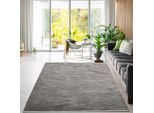 Teppich GINO FALCONE "Corduletta UNI", grau (dunkelgrau), B:80cm H:10mm L:150cm, Polypropylen, Teppiche, Teppich, Kurzflor, meliert, moderne Cord Struktur, mit Fransen