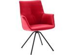 Dieter Knoll Armlehnstuhl , Rot, Schwarz , Metall, Leder , Echtleder , Semi-Anilinleder , Rundrohr , 60x90x61 cm , Beinauswahl, Lederauswahl, Typenauswahl, Sitzfläche 360° drehbar , Esszimmer, Stühle, Lederstühle