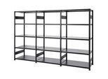 Regalkombination ORDO Business, 1 Grundregal + 2 Anbauregale, 15 Böden, modular, Fachlast 140 kg, Feldlast 1000 kg, B 3080 x T 635 x H 2500 mm, tiefschwarz