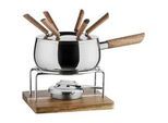 Mäser Fondueset , Braun, Silberfarben , Holz, Metall , 10-teilig , Akazie , 31x19.5x21 cm , Spritzschutz mit integrierter Gabelhalterung , Freizeit & Co, Herbstartikel & Winterartikel