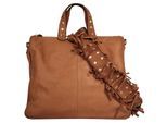 Umhängetasche SAMANTHA LOOK, Mädchen, Gr. B/H/T: 39cm x 34cm x 11cm onesize, braun (cognac), Leder, Taschen Umhängetasche, echt Leder, Made in Italy