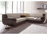 Ecksofa TRENDMANUFAKTUR "Rondo 3, zeitlos und modern, im Materialmix, L-Form", braun (braun, sand, beige), B:267cm H:85cm T:247cm, Primabelle-Microfaser;Kunstleder SOFTLUX / Struktur (77% Polyester; 23% Polyacryl), Sofas, Ecksofa, wahlweise Federkern für hohen Sitzkomfort, wahlweise Bettfunktion