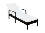 vidaXL Sonnenliege mit Auflage Poly Rattan Braun