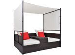 vidaXL Gartenbett mit Baldachin Braun 190×130 cm Poly Rattan