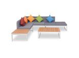 vidaXL 4-tlg. Garten-Lounge-Set mit Auflagen Aluminium und WPC