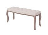 vidaXL Bank Leinen Massivholz 110 x 38 x 48 cm Cremeweiß