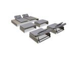 vidaXL 5-tlg. Garten-Lounge-Set mit Auflagen Poly Rattan Grau