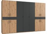 Drehtürenschrank WIMEX "Tibet Kleiderschrank mit sehr viel Stauraum, große Farbauswahl", grau (artisan eiche nachbildung, absetzung graphit), B:313cm H:208cm T:58cm, Holzwerkstoff, Schränke, Drehtürenschrank, mit jeweils 2 Schubladen auf bequemer Zugriffshöhe, in 3 Breiten