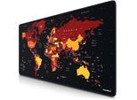 Titanwolf Gaming Mauspad XXL, glattes Stoffgewebe, Speed Mousepad 900 x 400mm große Fläche, Weltkarte rot