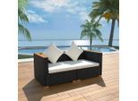 vidaXL Gartensofa Poly Rattan Schwarz