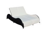 vidaXL Doppel-Sonnenliege mit Auflage Poly Rattan Schwarz