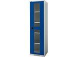 Schäfer Shop Genius Sichttürschrank FS, 5 OH, abschliessbar, 4 Fachböden, bis 250 kg, B 545 mm, Stahl, lichtgrau RAL 7035/enzianblau RAL 5010