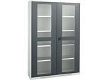 Schäfer Shop Genius Sichttürschrank FS, 5 OH, abschliessbar, 4 Fachböden, bis 450 kg, B 1343 mm, Stahl, lichtgrau RAL 7035/anthrazitgrau RAL 7016