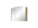 Pelipal Serie 7045 Spiegelschrank SEEA02493G167BA LED-Plus-Aufsatzleuchte, dreitürig, schwarz, 90 cm