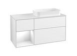 Villeroy und Boch Finion Waschtischunterschrank F681GFGF 120x60,3x50,1cm, Regal links Glossy white lacquer, Glossy white lacquer