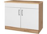 Spülenschrank KOCHSTATION "KS-Toronto, Breite 100 cm", weiß (weiß, wotaneiche), B:100cm H:85cm T:60cm, Holzwerkstoff, Schränke, Spülenschrank