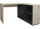 Eckschreibtisch FMD "Valley", schwarz (eiche, schwarz, eiche, schwarz, eiche, schwarz), B:118cm H:75cm T:60,5cm, Tische, Eckschreibtisch, Breite 118 cm