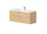 Waschtisch WELLTIME "Rustic", beige (bleached oak), B:120cm H:53,5cm T:46,5cm, Waschtische, Waschtisch, mit Soft-Close-Funktion, Breite 121,5 cm, Eichenfurnier