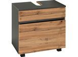 Waschbeckenunterschrank WELLTIME "Lucca", grau (eichefarben, graphit), B:60cm H:60cm T:35cm, Schränke, Waschbeckenunterschrank, Inklusive Ausschnitt für Siphon