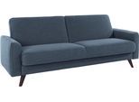 3-Sitzer EXXPO - SOFA FASHION "Samso, elegant und bequem, toller Sitzkomfort, Schlafsofa", blau (denim), B:222cm H:89cm T:93cm, Sofas, Kippcouch, inklusive Bettfunktion und Bettkasten, Komfortsitzhöhe 49cm