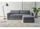 Sitzgruppe PLACES OF STYLE "PIAGGE", grau (anthrazit), B:244cm H:82cm T:180cm, Sitzmöbel-Sets, 3-Sitzer-Sofa mit Bettfunktion und Loveseat-Hocker im Set