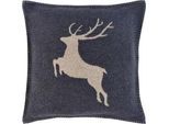 David Fussenegger Zierkissen , Anthrazit , Textil , Tier , Füllung: Polyester, Faserbällchen , 50x50 cm , Textiles Vertrauen - Oeko-Tex®, Made in Austria , Heimtextilien, Wohntextilien, Kissen, Zierkissen
