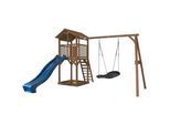 Ambia Garden Nest Swing Braun , Blau, Braun , Holz , Zeder , 356.6x241.9x349 cm , Fsc , Freizeit & Co, Gartenspielzeug, Spieltürme