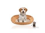 Rohrschneider ® runder Hundekorb aus geflochtener Wasserhyazinthe, Hundesofa für kleine, mittelgroße und große Hunde