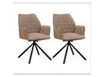 Mid.you Armlehnstuhl-Set , Beige , Textil , 57.5x92x52 cm , Sitzfläche 180° drehbar, automatische Rückholfunktion , Esszimmer, Stühle, Armlehnstühle