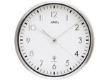 Funkwanduhr AMS "F5912", silber (silberfarben), Wanduhren, B/H/L: 4cm, Quarz,Metall,Glas,Wohnzimmer,Esszimmer,Küche,Arbeitszimmer,Büro,Flur