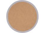 Sisalteppich CARPETFINE "Sisal", grau (hellgrau), H:5mm Ø:60cm, Sisal, Teppiche, Sisalteppich, mit farbiger Bordüre, Anti-Rutsch Rückseite