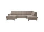 Stylife Wohnlandschaft , Beige , Textil , Ottomane rechts, U-Form , 317x185 cm , Made in Eu , Rücken echt , Wohnzimmer, Sofas & Couches, Wohnlandschaften, Wohnlandschaften in U-Form