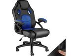 tectake® Bürostuhl, ergonomische Form, Kunstlederbezug mit Mesh-Gewebe, stufenlos höhenverstellbar